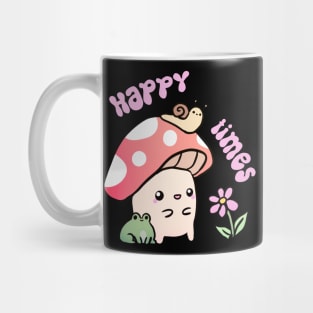 Happy Times a cute fun mushroom and frog and snail friends Mug